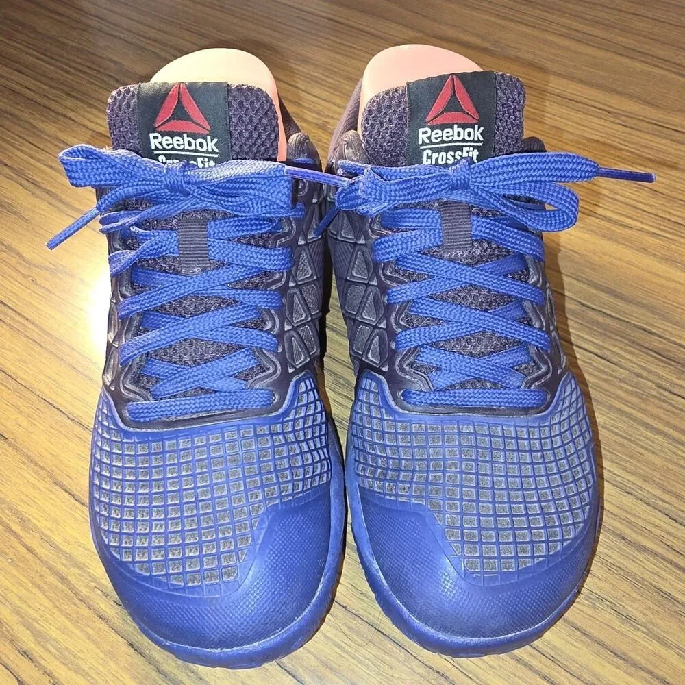 REEBOK CROSSFIT NANO 4.0 Sz6 Purple Blue Athletic Performance Lace Up Logo Shoes